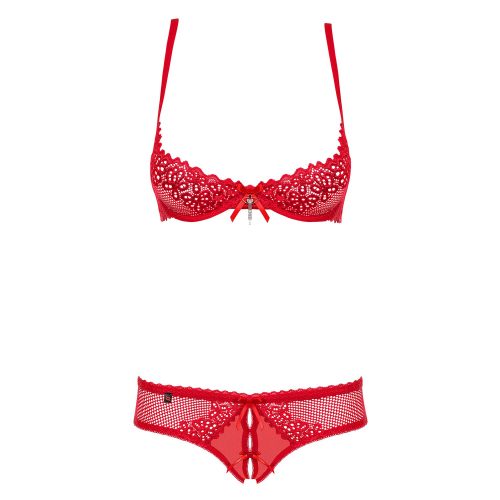 Conjunto alabastra crotchless obsessive vermelho