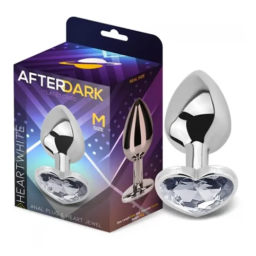 Plug anal com joia de coração branco m afterdark