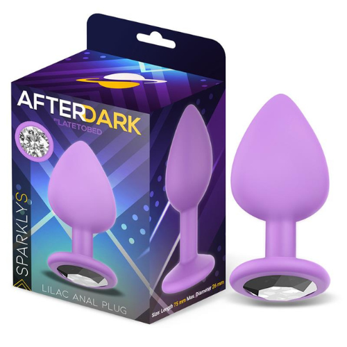 Sparkly s lilac silicone anal plug with gem